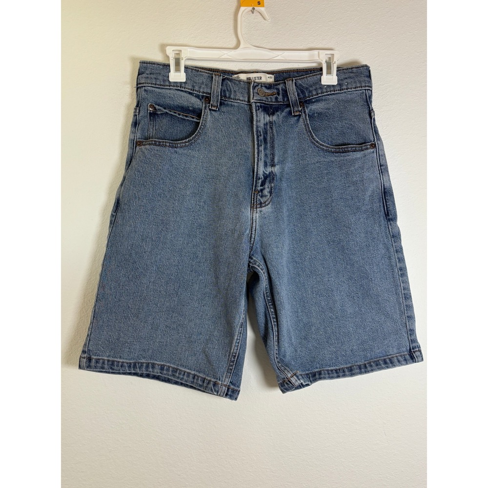 Hollister Baggy Jean Shorts Mens 32 Blue Denim Relaxed Fit 90s Style Medium Wash